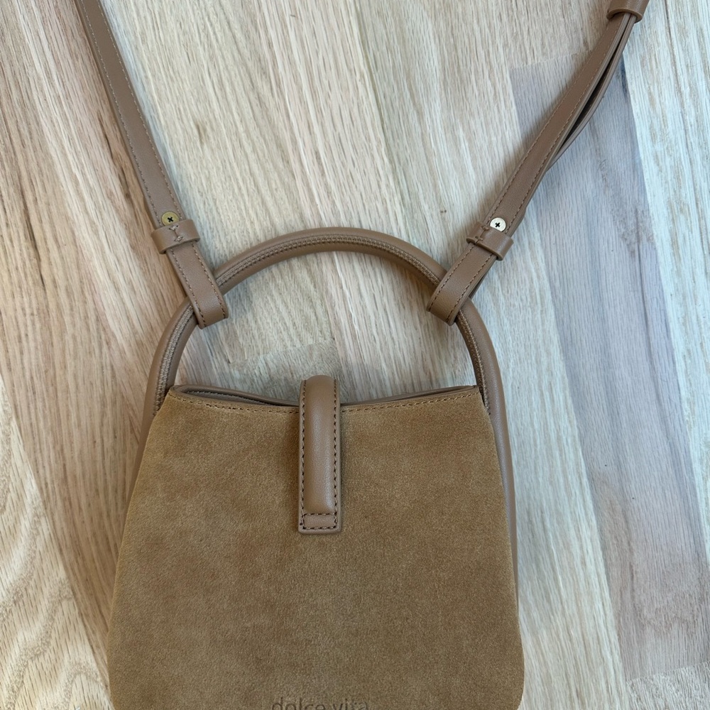 Dolce Vita Neve Mini Bucket Crossbody Bag in Shiitake Suede - Picture 3 of 5